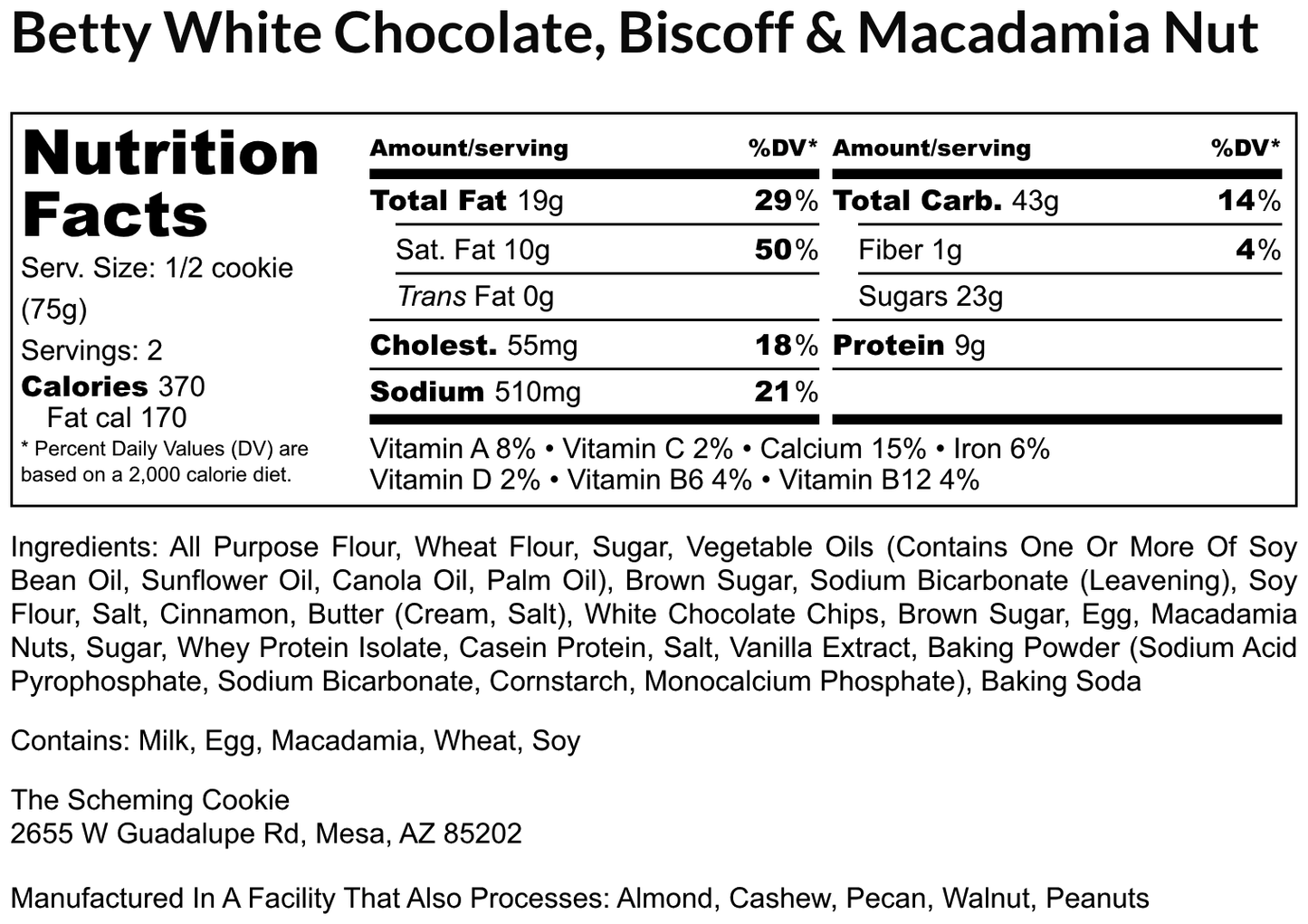 Betty, The Biscoff & Caramel, White Chocolate Macadamia Nut (18g Protein)