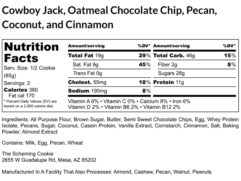 Cowboy Jack, Oatmeal Chocolate Chip, Pecan, Coconut and Cinnamon (22g Protein)