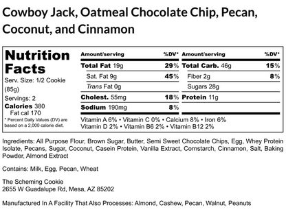Cowboy Jack, Oatmeal Chocolate Chip, Pecan, Coconut and Cinnamon (22g Protein)