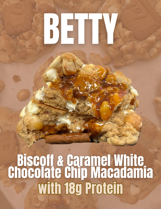 Betty, The Biscoff & Caramel, White Chocolate Macadamia Nut (18g Protein)