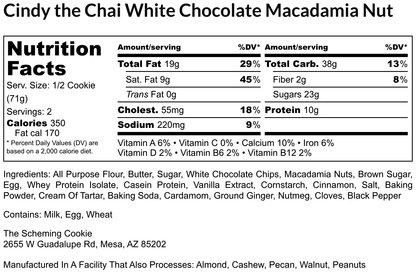 Cindy, Chai White Chocolate Macadamia Nut (20g protein)