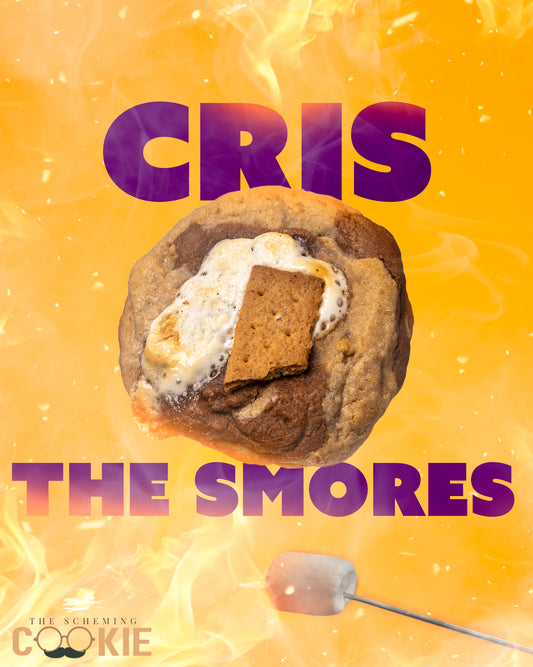 Cris the S'mores by The Scheming Cookie featuring a plush marshmallow, chocolate, and graham cracker character with a friendly expression.